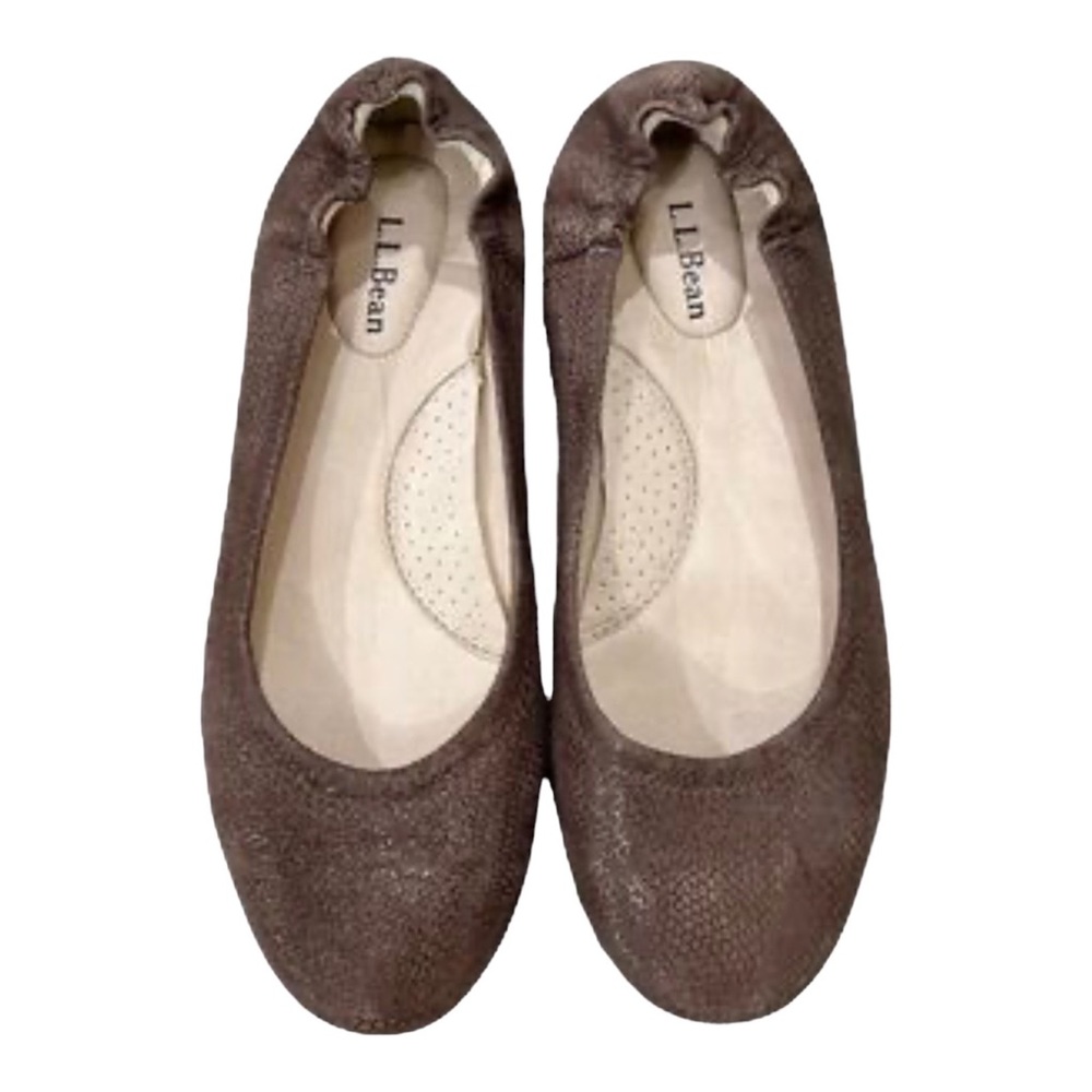 NWOB L.L. Bean Brown Snake Print Leather Ballet Flats Size 7